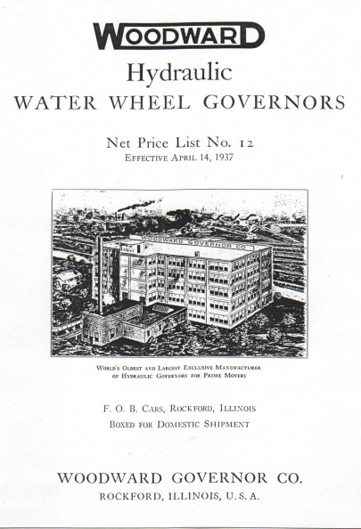 Woodward Water Wheel Governor Price List_  _Cover sheet_     1937.jpg